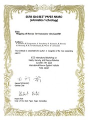 Best paper award SSRR2005 Urkunde